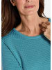 GOLDNER Strickpullover Halbarm Baumwollpullover mit Struktur in türkis
