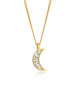 Elli Halskette 925 Sterling Silber Astro, Halbmond in Gold