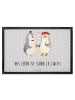 Mr. & Mrs. Panda Schmutzfangmatte Pinguin Heirat mit Spruch in Grau Pastell