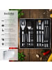 tectake Grillbesteck mit Aluminiumkoffer  lange Griffe, grau
