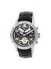 Heritor Hannibal Halbskelett-Uhr mit Lederarmband in Silver/Black