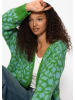 SASSYCLASSY Kurzer Cardigan mit Leo-Print in Grün