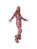 tectake Damenkostüm  Hippie Flowerpower  Bunter Flower-Power-Stil: Pinkes Oberteil und H
