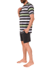 NORMANN Shorty Pyjama kurzarm Schlafanzug Streifen - 46263 in grau