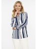 Usha Women Blouse in white navy blue