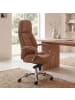 FineBuy Bürostuhl in Beige / Leder / 67x67x137
