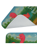 Mr. & Mrs. Panda Badezimmerteppich Flamingo Yoga Design mit Spruch in Weiß