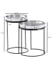 KADIMA DESIGN Beistelltisch 2er Set Silber / Schwarz Metall Hammerschlag Satztisch in Silbern
