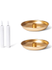 Novaliv Novaliv 2er-Set Stabkerzenhalter 13cm Metall rund Tafelkerzen Gold mat in Gold
