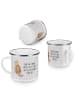 Mr. & Mrs. Panda Camping Emaille Tasse Otter Kind mit Spruch in Grau Pastell