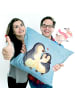 Mr. & Mrs. Panda Kissen Pinguin umarmen ohne Spruch in Eisblau