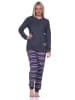NORMANN Frottee Pyjama Hose gestreift Faulti Katze - 75949 in anthrazit-melange