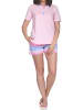 NORMANN Kurzarm Shorty Schlafanzug Pyjama Übergröße Zick Zack Muster in rosa