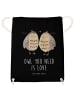 Mr. & Mrs. Panda Jutebeutel Eulen Liebe mit Spruch in Schwarz
