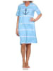 NORMANN Kurzarm Frottee Nachthemd Maritimer Look - 85729 in hellblau