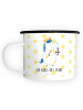 Mr. & Mrs. Panda XL Emaille Tasse Einhorn König mit Schwert mit ... in Weiß