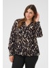 KAFFE curve Bluse langarm KCdiana Regular fit in Black/Brown Graphic Animal