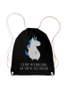 Mr. & Mrs. Panda Sportbeutel Einhorn Mann mit Spruch in Schwarz