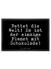 Mr. & Mrs. Panda Bodenvorleger Rettet die Welt! Es... mit Spruch in Schwarz