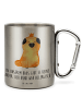 Mr. & Mrs. Panda Karabiner Becher Mops Krone mit Spruch in Silber
