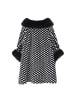 imala Damen Poncho in Wollweiss Schwarz