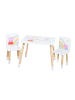 roba Peppa Pig Sitzgruppe, Tisch & 2 Stühle, Holz weiß/natur, rosa Motiv