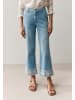 More & More verkürzte Jeans, bestickter Saum in light blue denim