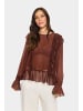 SAINT TROPEZ Langarm-Bluse LabelleSZ Gerade Passform in Chocolate Fondant
