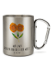 Mr. & Mrs. Panda Tasse Blume Sonnenblume mit Spruch in Silber