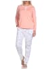 NORMANN Schlafanzug Langarm Pyjama Flamingo und Knopfleiste am Hals - 78554 in apricot