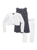 Kidsworld Bolero, Kleid & Leggings in marine-gemustert-weiß