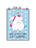 Mr. & Mrs. Panda Bild Einhorn Mitteilung mit Spruch in Blau Pastell