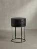 KADIMA DESIGN Nachttisch Rund Holz Stauraum Schublade Industrial, Beistelltisch in Schwarz