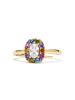 Luxenter Ring aus 925er Sterlingsilber mit mehrfarbigen Zirkonia, 18K Gelbgold-Finish