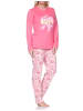 NORMANN Schlafanzug langarm Pyjama Schleifen Motiv in pink