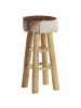 Beliani Barhocker WALTON in Braun/Weiß - (W) 40 x (H) 80 x (L) 40 cm