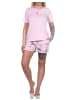 NORMANN kurzarm Schlafanzug Shorty Pyjama floralem Alloverprint - 78981 in rosa