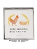 Mr. & Mrs. Panda Handtaschenspiegel quadratisch Huhn Stolz mit S... in Weiß