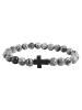 Adeliás Unisex Armband – Kugelarmband aus Edelstahl mit Perle 18 cm in grau