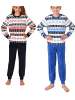 NORMANN Kinde langarm Schlafanzug Pyjama Bündchen Norweger Coralfleece - 76971 in blau