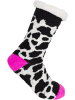 styleBREAKER ABS Kuschelsocken mit Animal Print in Kuh-Pink-Schwarz-Weiß