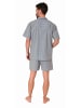 NORMANN Schlafanzug Shorty Pyjama kurzarm gewebt zum Knöpfen - 80027 in dunkelgrau