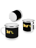 Mr. & Mrs. Panda Emaille Tasse Scheidung Neuanfang mit Spruch in Schwarz