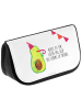 Mr. & Mrs. Panda Schminktasche Avocado Party mit Spruch in Weiß