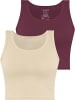 Janice 2 x Damen crop Top Namlea in Beige/Burgund