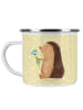 Mr. & Mrs. Panda Emaille Tasse Igel Blumen ohne Spruch in Gelb Pastell