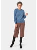 GOLDNER Kurzgröße:  Weicher Strickpullover mit modernen Ballonärmeln in jeansblau