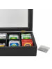relaxdays Teebox in Schwarz - (B)28 x (H)8 x (T)23 cm