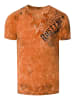 Rusty Neal V-Neck T-Shirt Verwaschen mit Seitlichem Logo Print in Orange