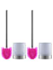 LOOMAID WC-Bürste Silikonkopf Edelstahl/pink mit Bürstenhalter - 2er-Set